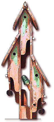 Top of 3-Tree Birdhouse Post Design by Fowl Places