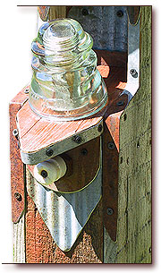 Detail of Bridhouse Post Showing Clear Hemingray CD 154 Insulator by Fowl Places